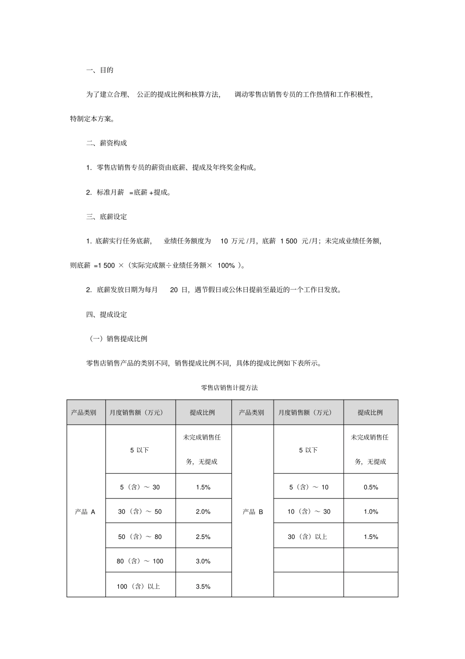 零售店销售提成方案设计附表6张及考核基数_第3页