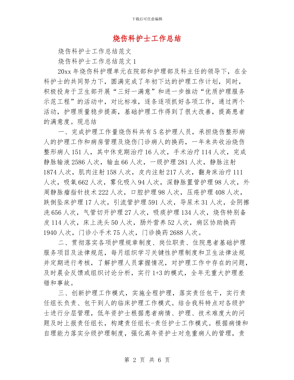 烧伤科护士工作总结_第2页