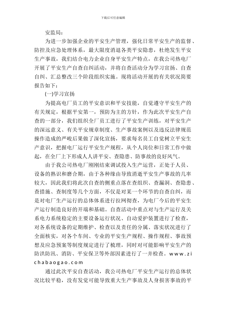 热电厂安全生产自查整改报告_第2页