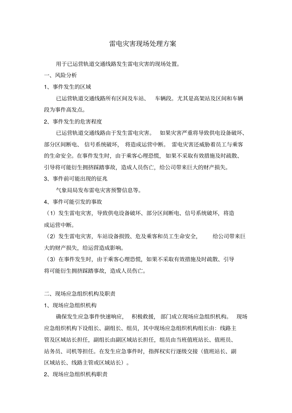 雷电灾害现场处理方案_第1页