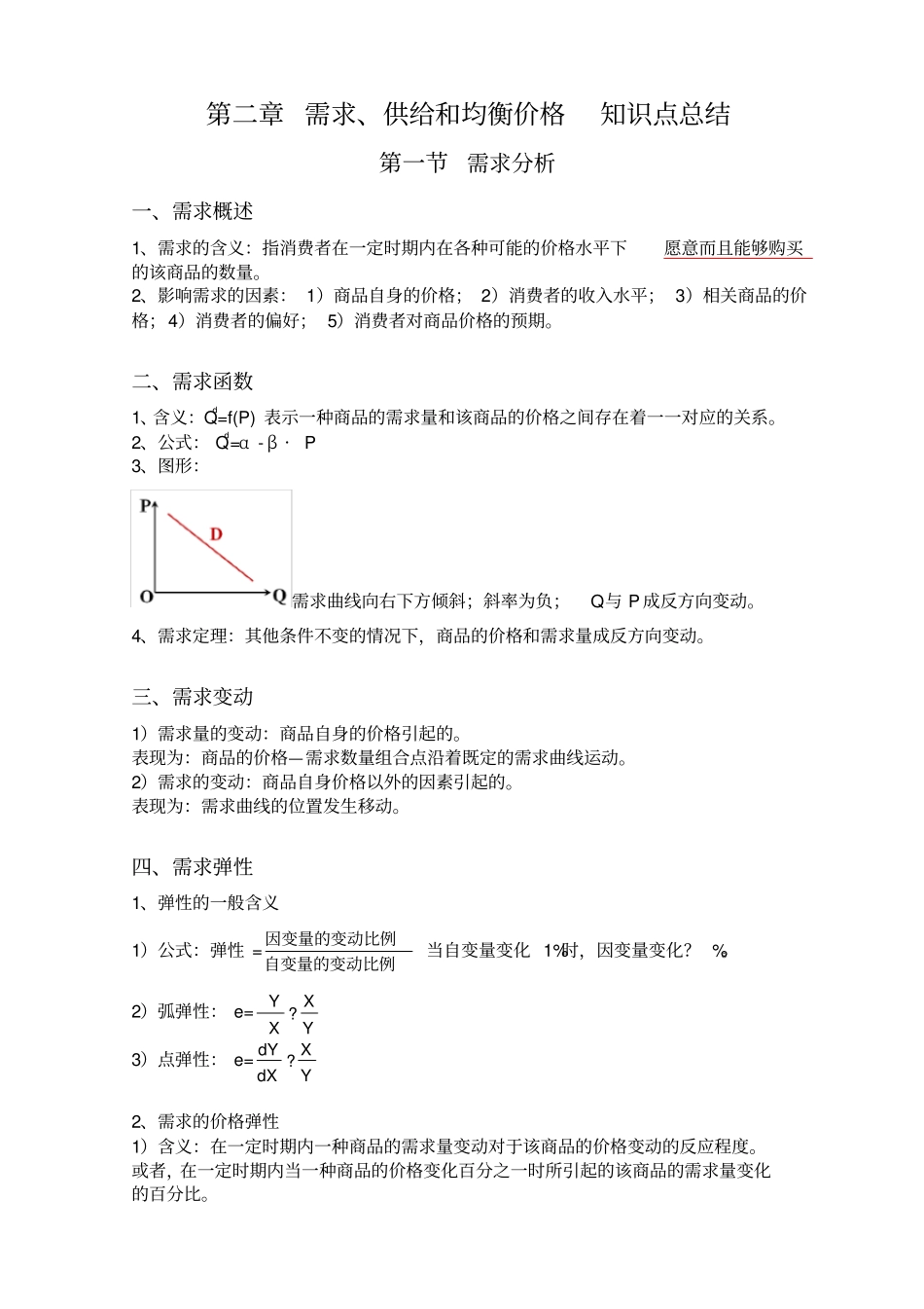 需求曲线和供给曲线知识点总结_第1页
