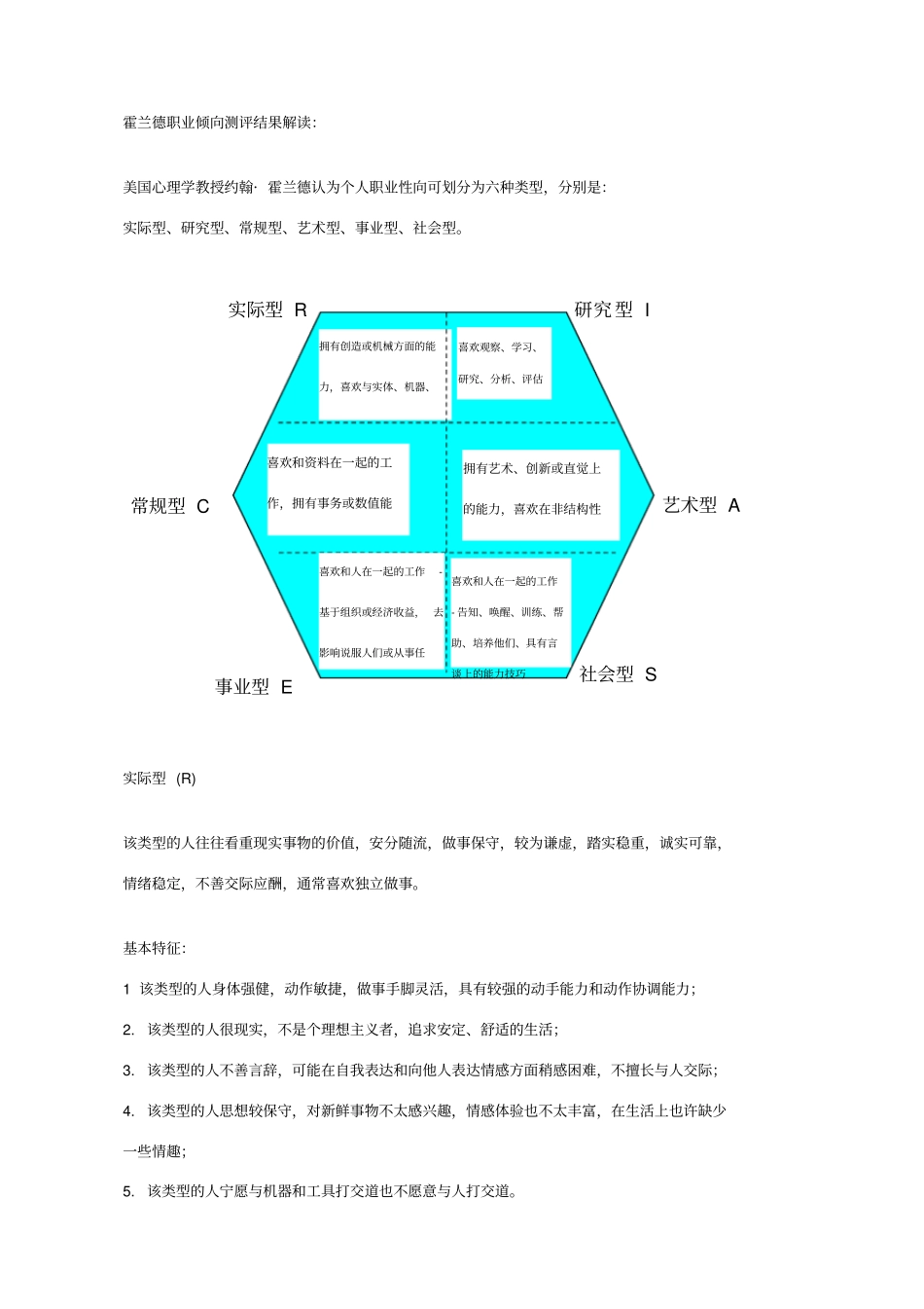 霍兰德职业倾向测评量表解释_第1页