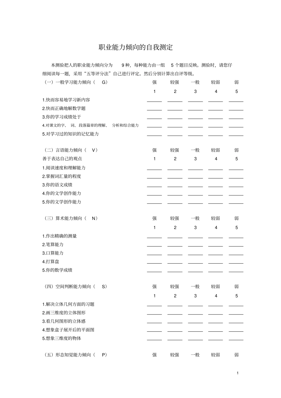 霍兰德职业素质胜任测评_第1页