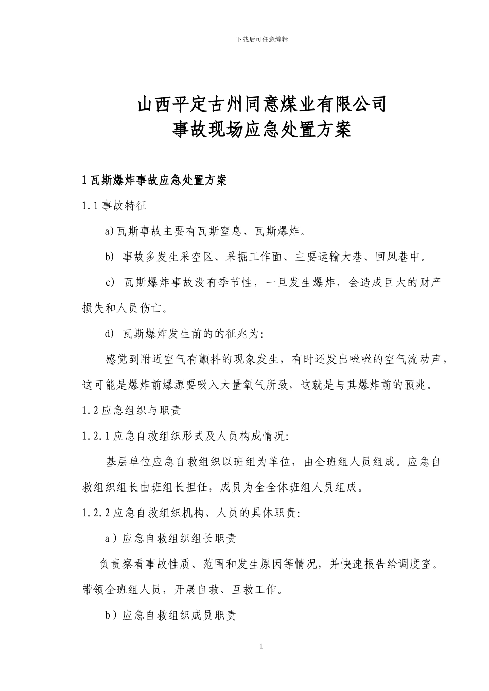 煤矿事故现场处置方案x_第3页