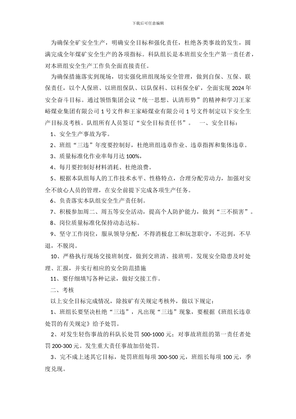 煤矿安全生产的承诺书_第2页