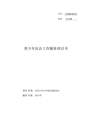 青少年项目申报书