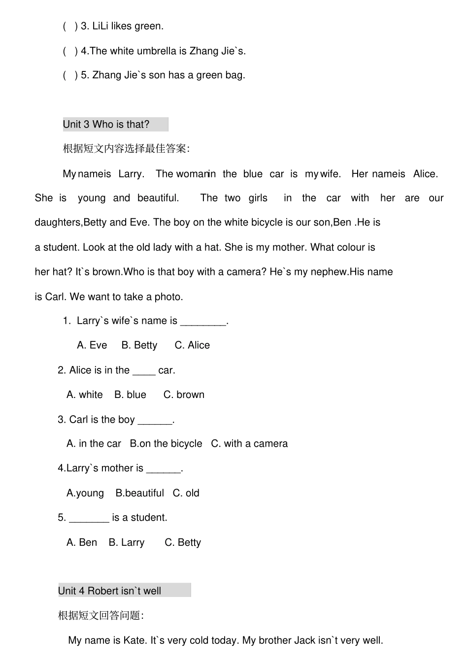 青少版新概念1A阅读理解1_第2页