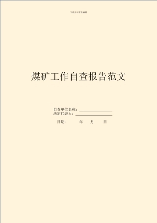 煤矿工作自查报告范文