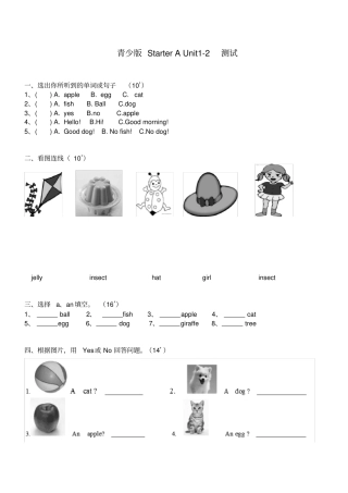 青少版新概念入门StarterAUnit12测试
