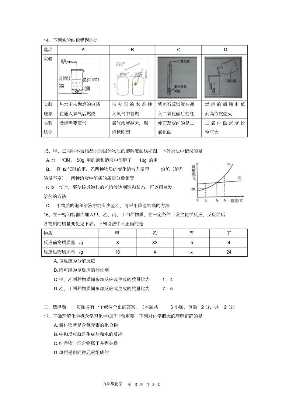 青岛北化学期末考试题分析_第3页