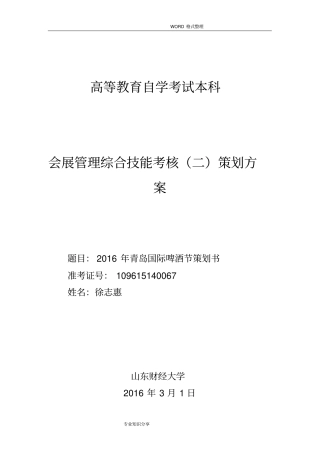 青岛国际啤酒节策划书模板