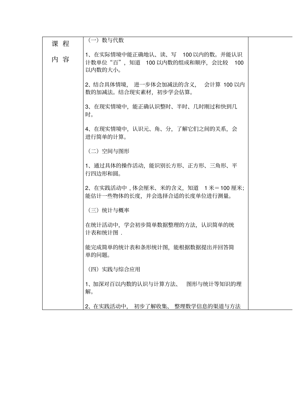 青岛版一年级下数学课程纲要_第3页