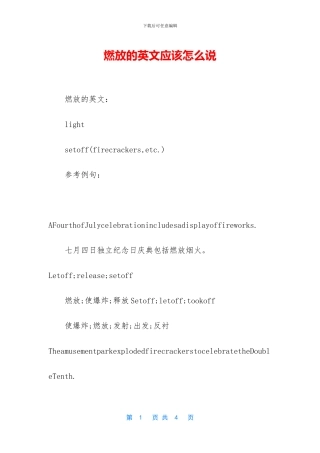 燃放的英文应该怎么说