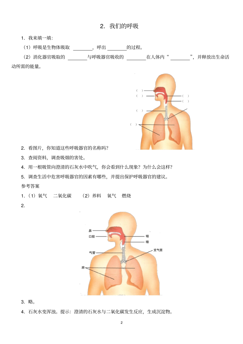 青岛版五年级科学下册随堂自测题及答案_第2页