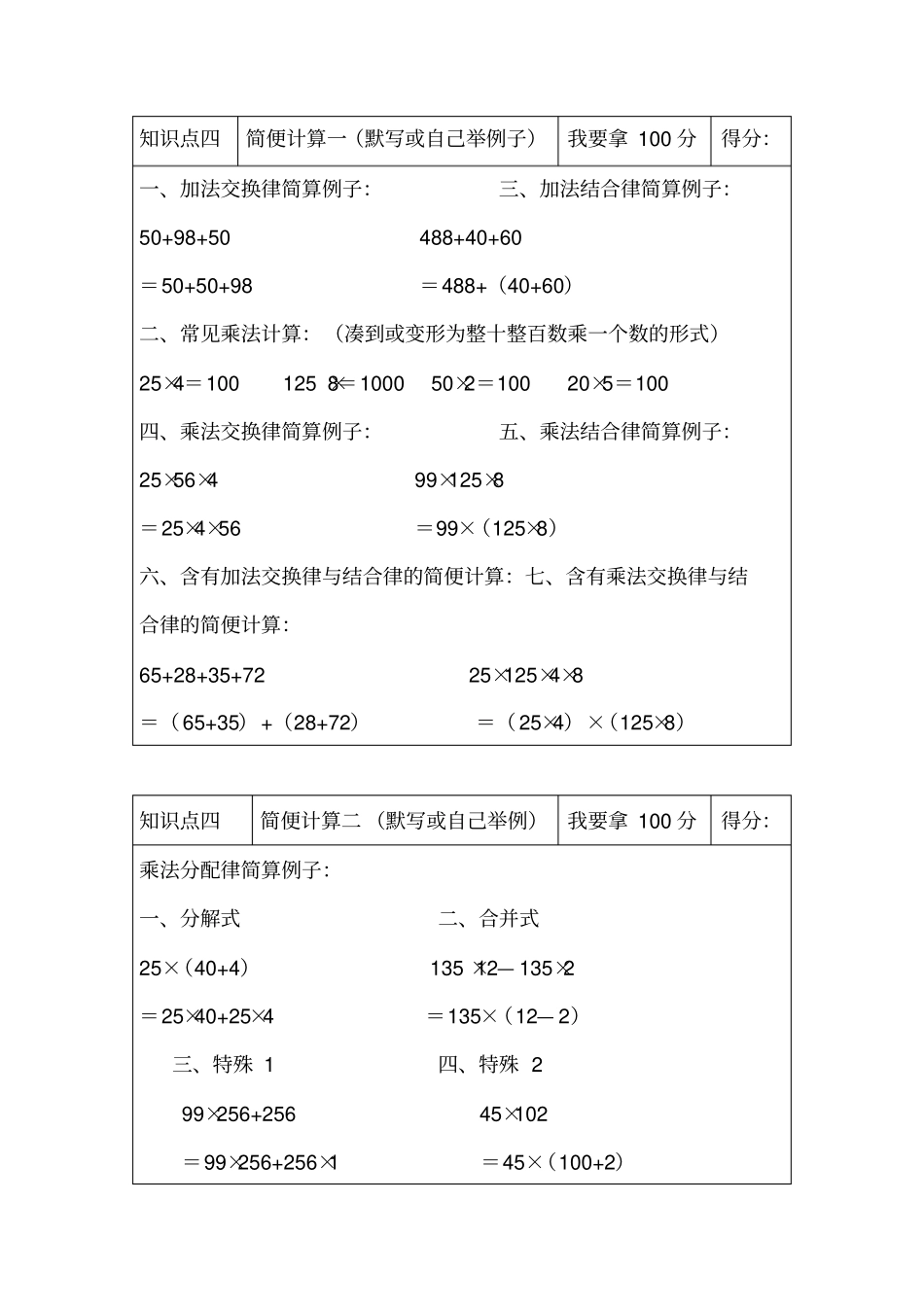 青岛版小学数学四年级下册数学要点_第2页