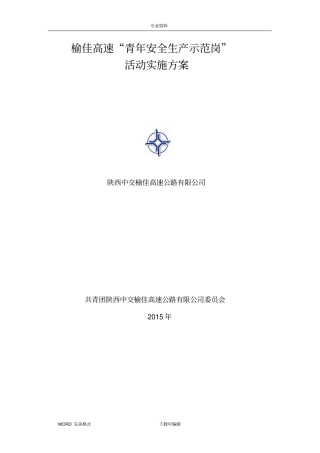 青年安全生产示范岗实施计划方案