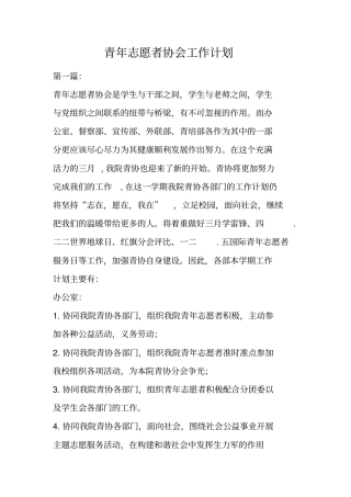 青年志愿者协会工作计划