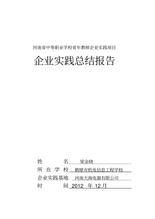 青年教师企业实践工作计划总结