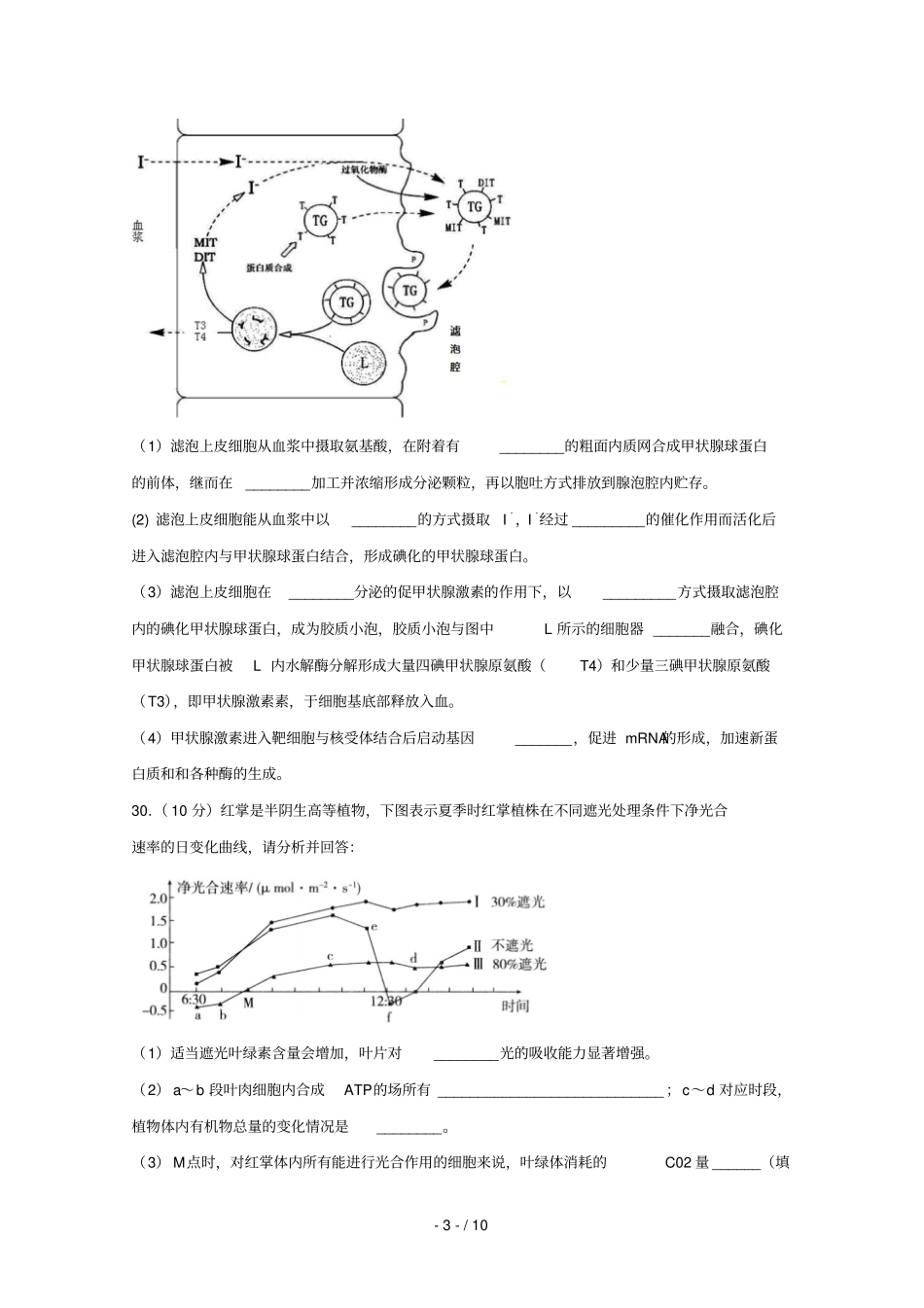 青海西宁第四高级中学2019届高三生物上学期第四次模拟考试试题201901240158_第3页