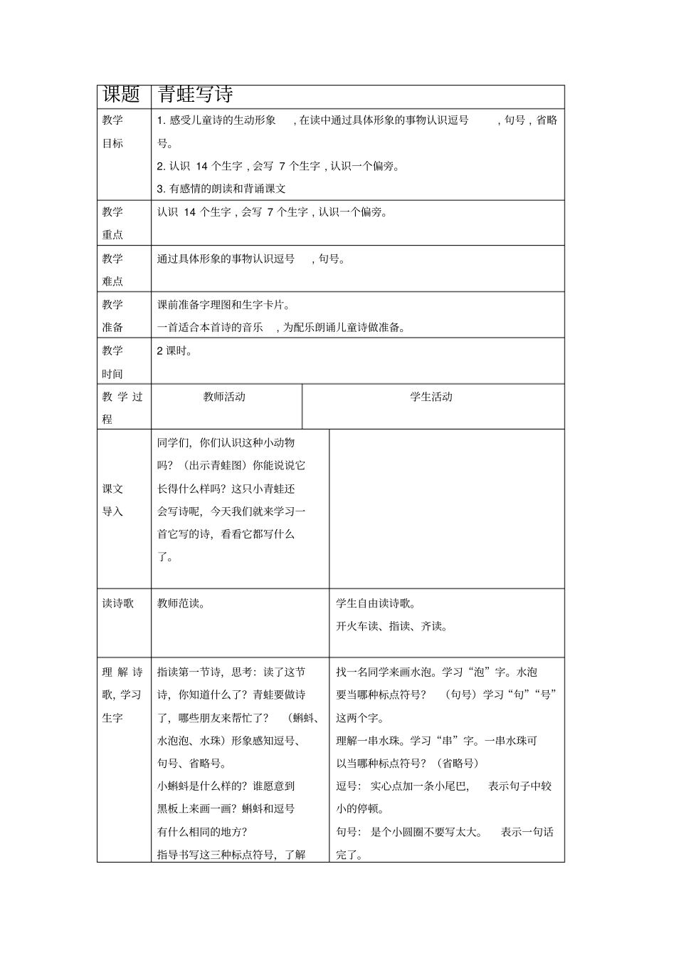 青蛙写诗教学设计优质课完美版_第1页