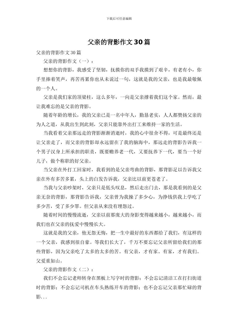 父亲的背影作文30篇_第1页