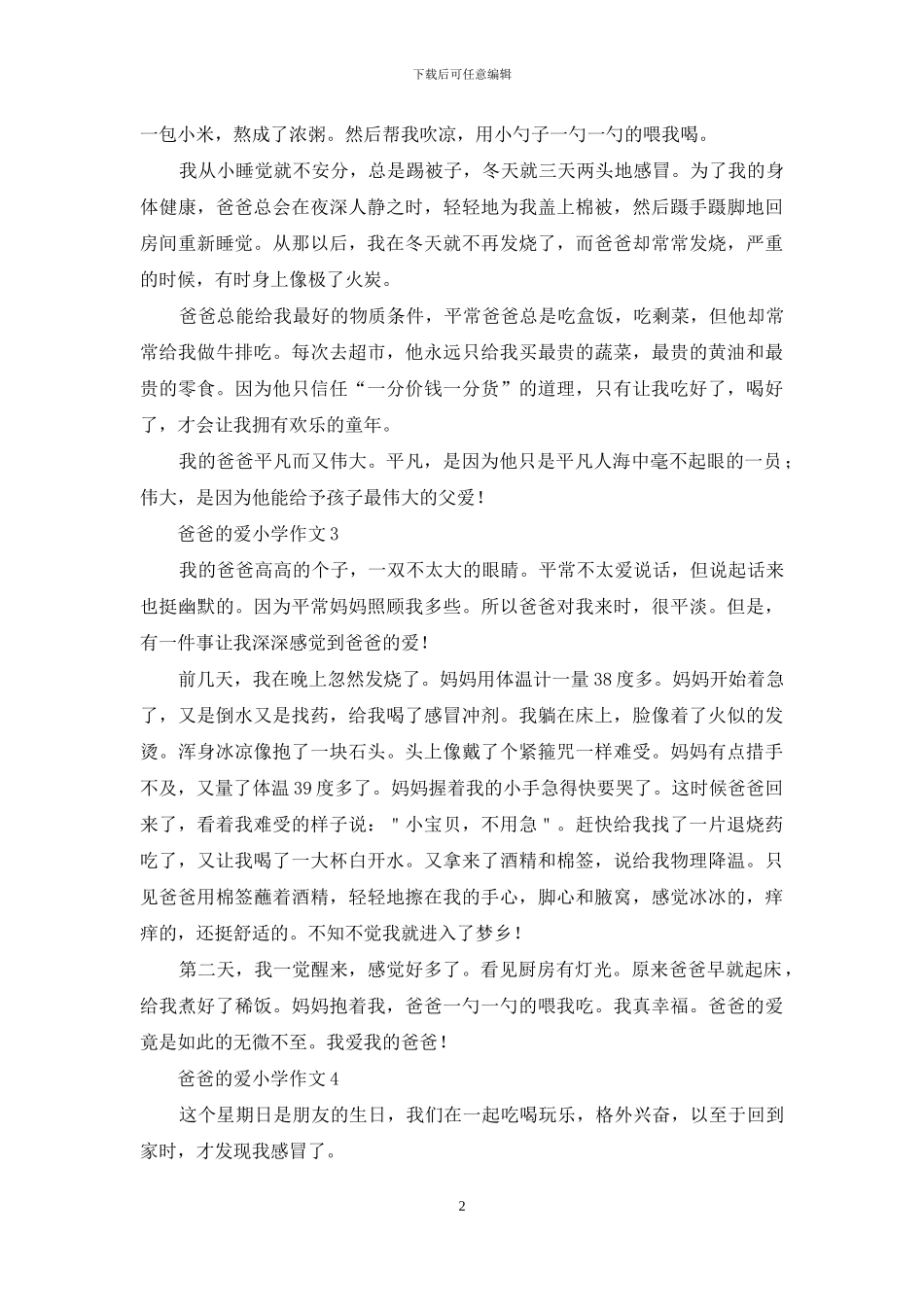 爸爸的爱小学作文_第2页