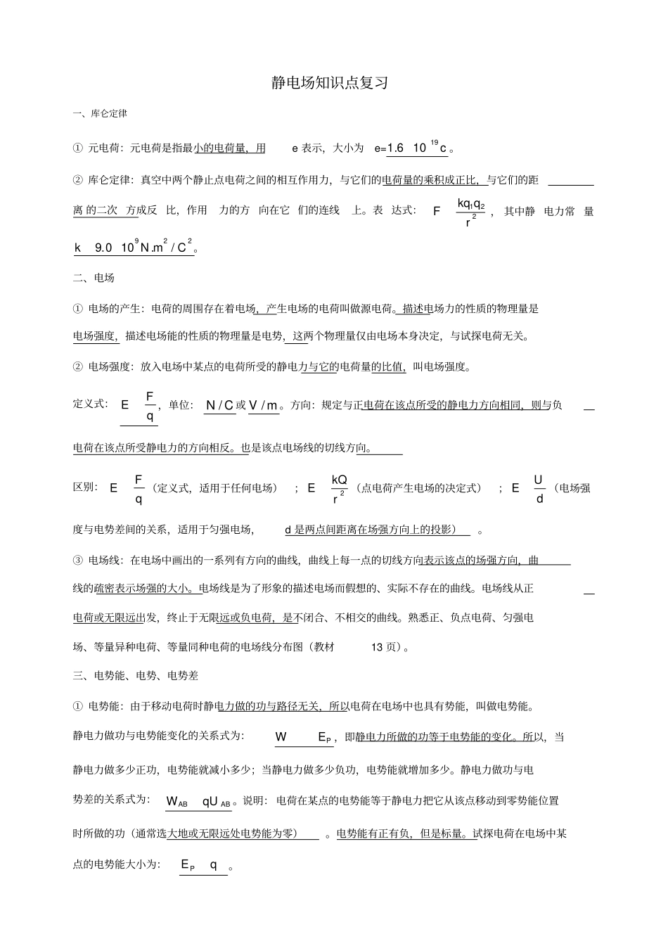 静电场知识点小结_第1页