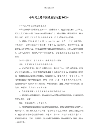 牛年元旦跨年活动策划方案2024