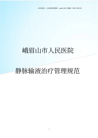 静脉治疗管理规范