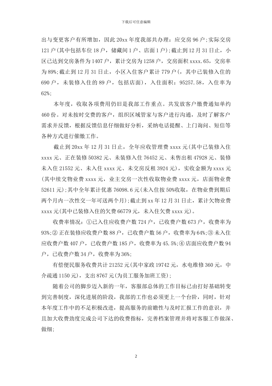 物业客服个人年终工作总结范文_第2页