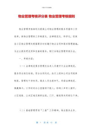 物业管理考核评分表