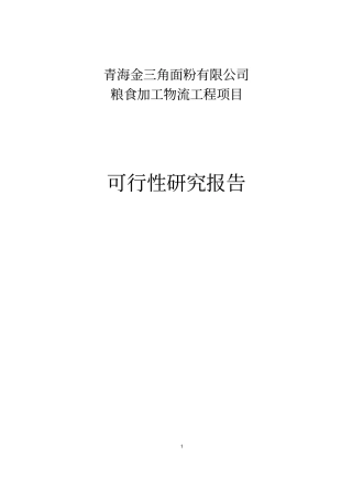 面粉有限公司粮食加工物流工程项目可行性研究报告