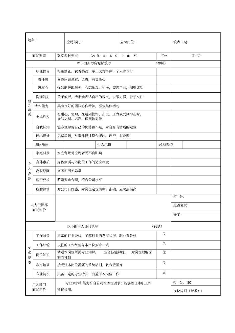 面试评价表模板_第1页
