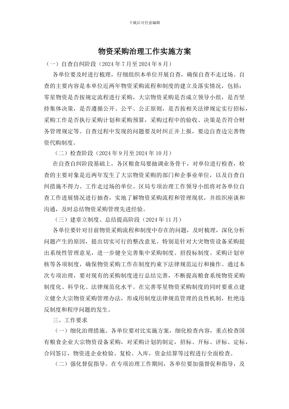 物资采购治理工作实施方案_第1页