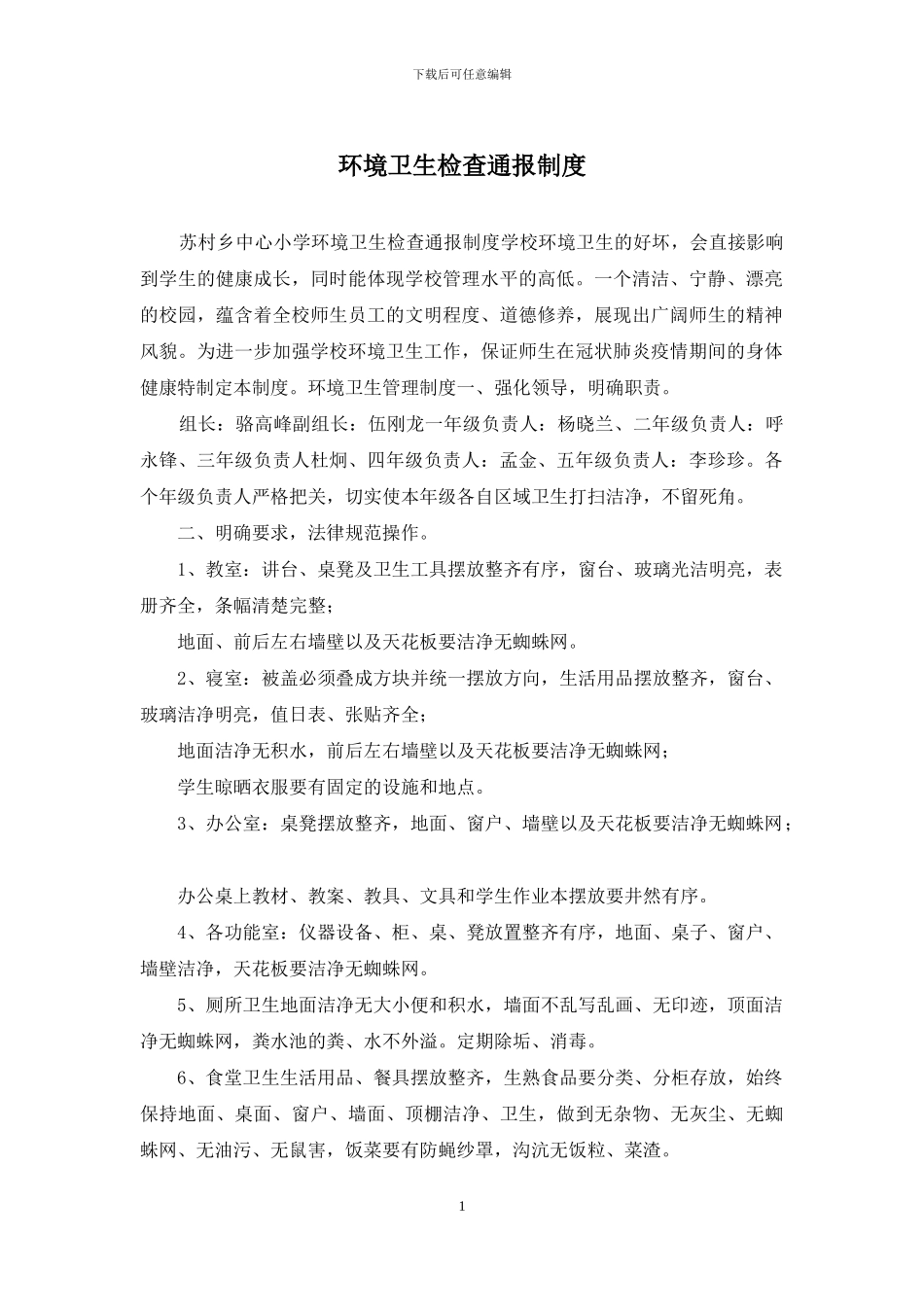 环境卫生检查通报制度_第1页