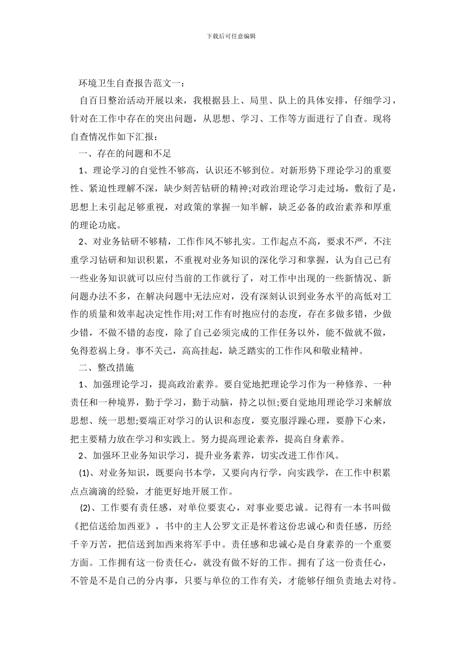 环境卫生自查报告范文两篇_第2页