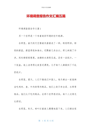环境调查报告作文汇编五篇