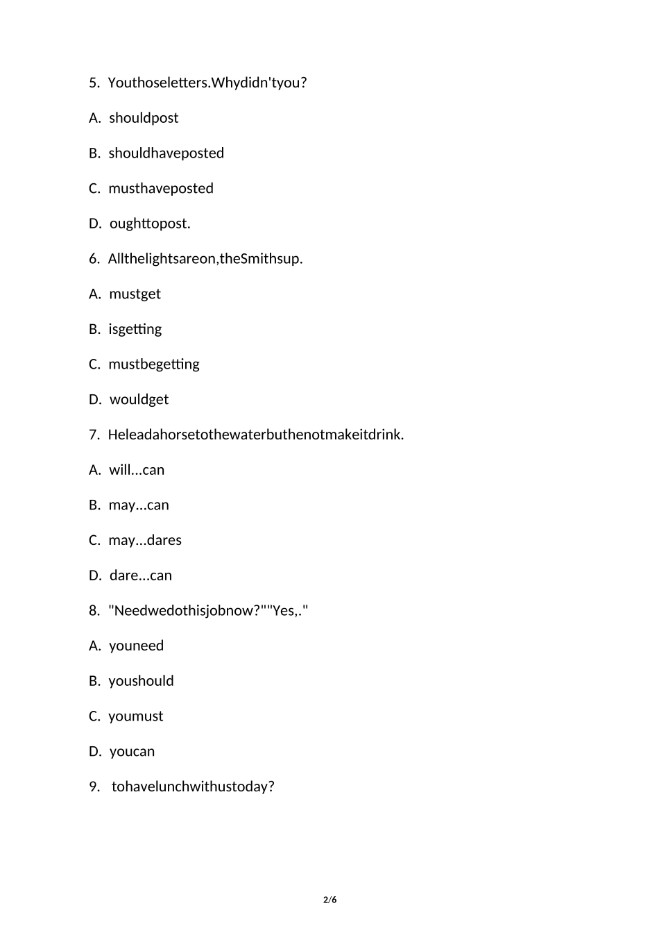 初中情态动词练习_第2页