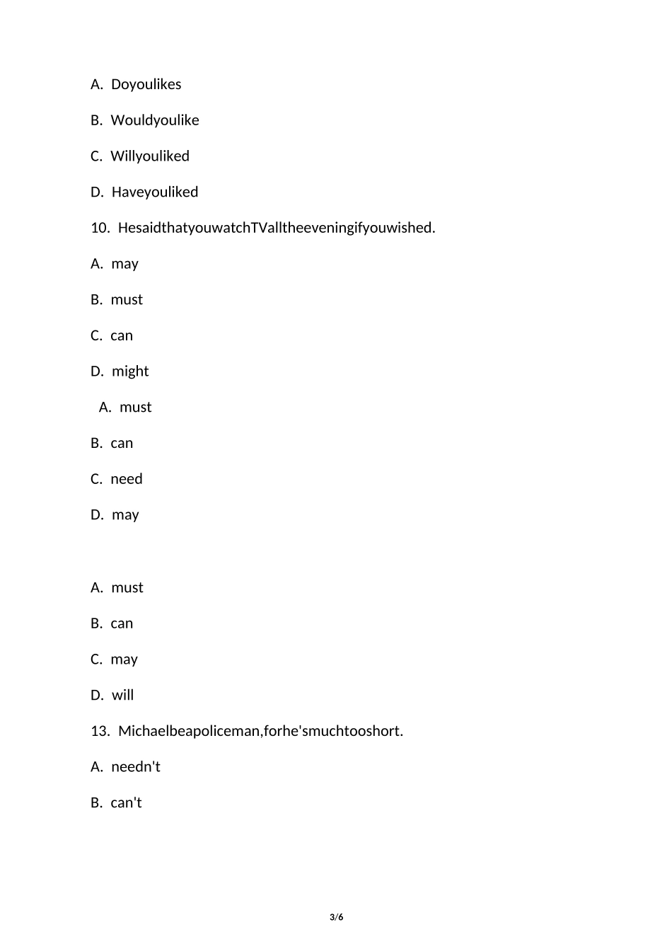 初中情态动词练习_第3页