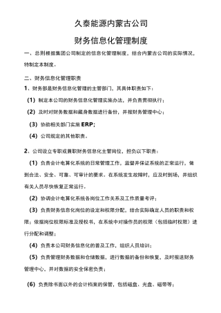 财务信息化管理制度