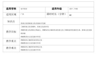 文化的继承性与文化发展教案