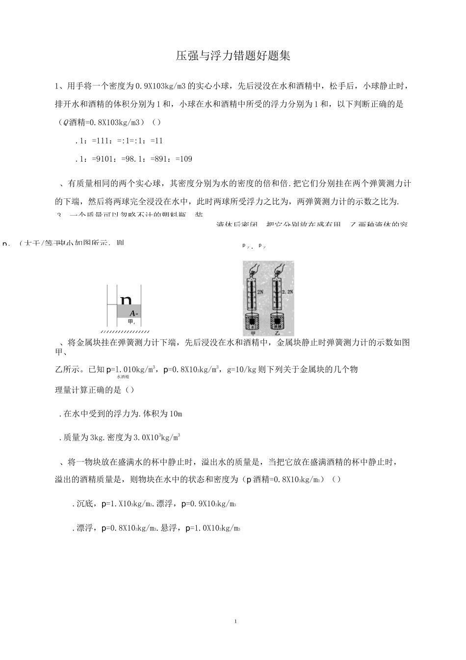 压强与浮力错题好题集2_第1页