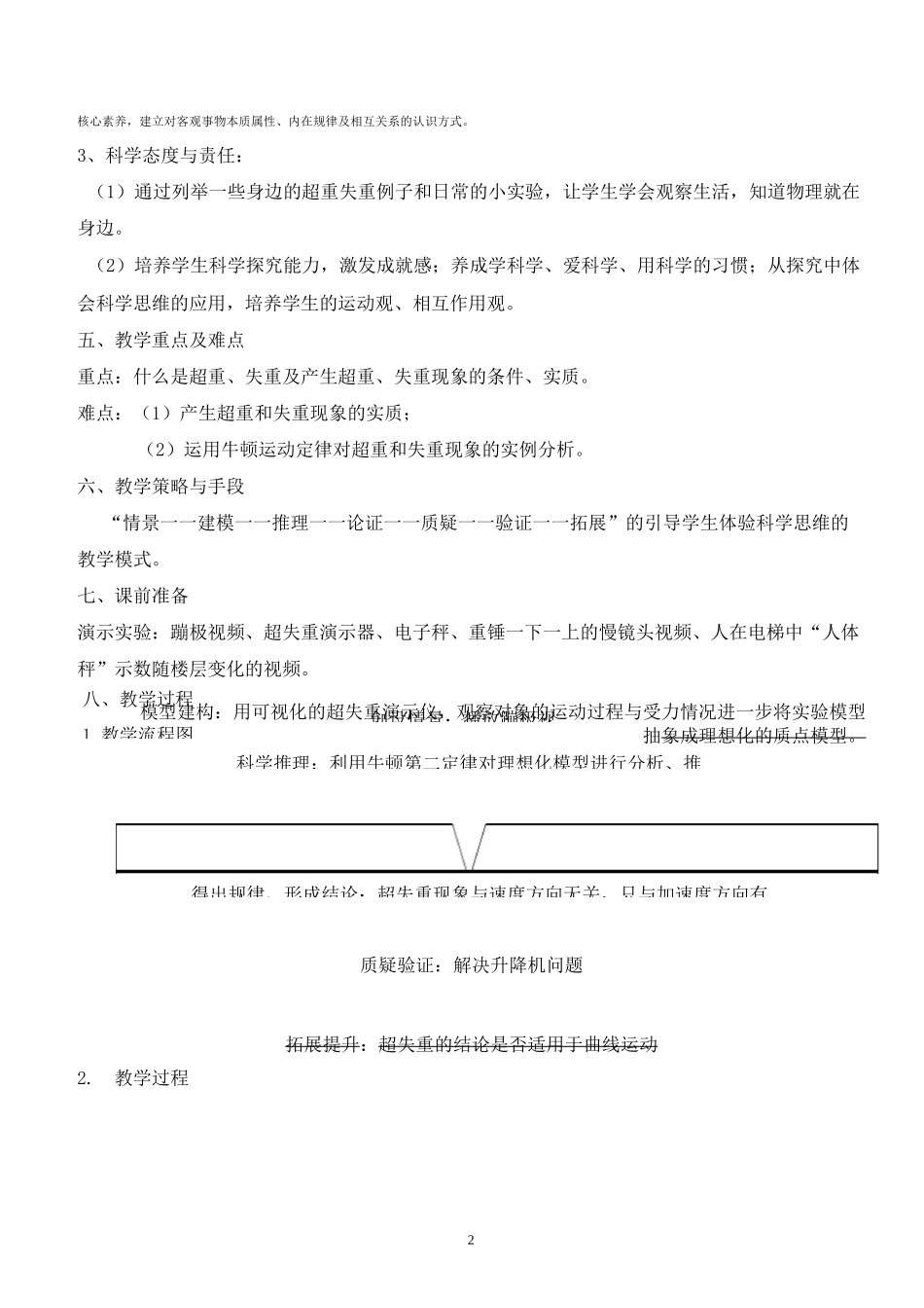 教学设计《超重与失重》_第2页
