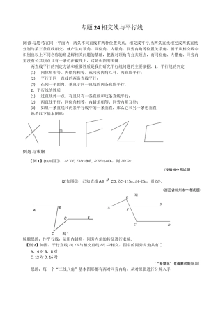 初一数学竞赛专题24 相交线与平行线