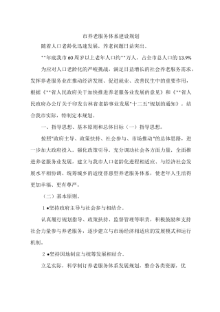 市养老服务体系建设规划