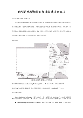 自引进出新加坡东加油锚地注意事项