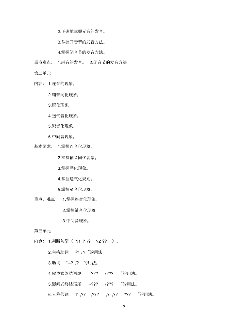 韩国语精读教学大纲_第2页