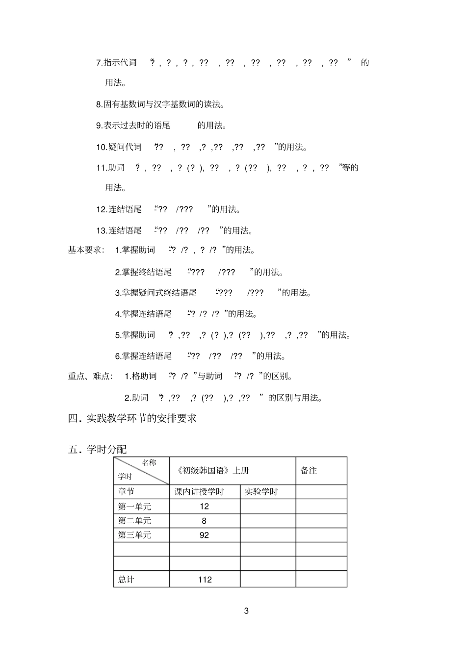 韩国语精读教学大纲_第3页
