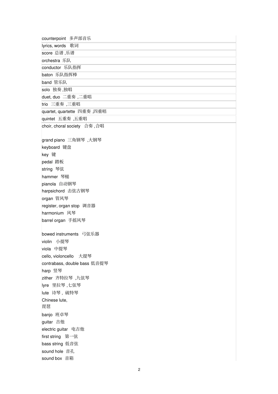 音乐及乐器术语_第2页
