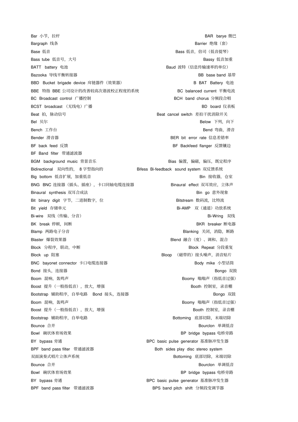 音响专业术语中英对照_第3页